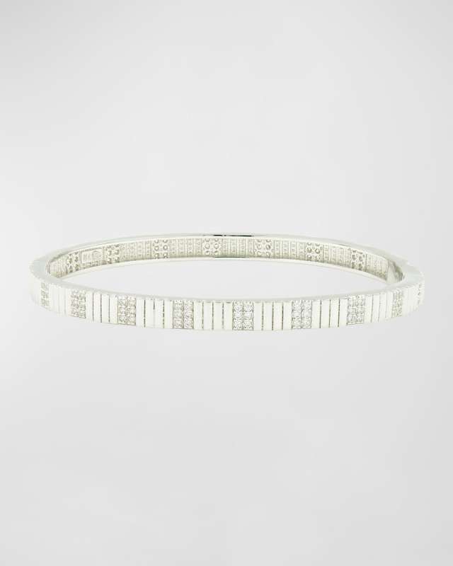 Cubic Zirconia Striped Bangle, Silver